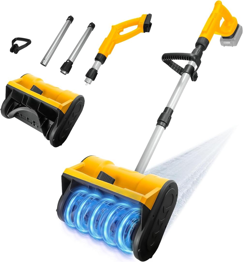 Cordless Snow Blower Compatible with Dewalt 20V Max Battery, 500W Electric Snow Shovel with Brushless Motor, 20ft Throwing Distance, Adjustable Front Handle, 12.8"wide, 9.66depth, 300lbs/min