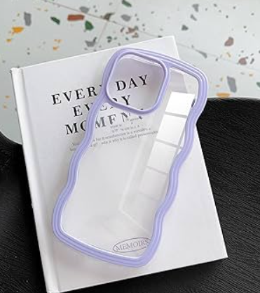 Jmltech for Silicone iPhone 16 Pro Max Case Wave Clear Curly Wave Frame Shape Soft Flexible Cute Shockproof Hybrid Phone Cases for iPhone 16 Pro Max Purple Brand: Jmltech