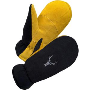 SKYDEER Winter Mittens with Soft Deerskin Suede Leather & Thermal Polar Fleece & Warm C100G 3M Thinsulate Insulation SD5171M (Medium, Yellow/Black)