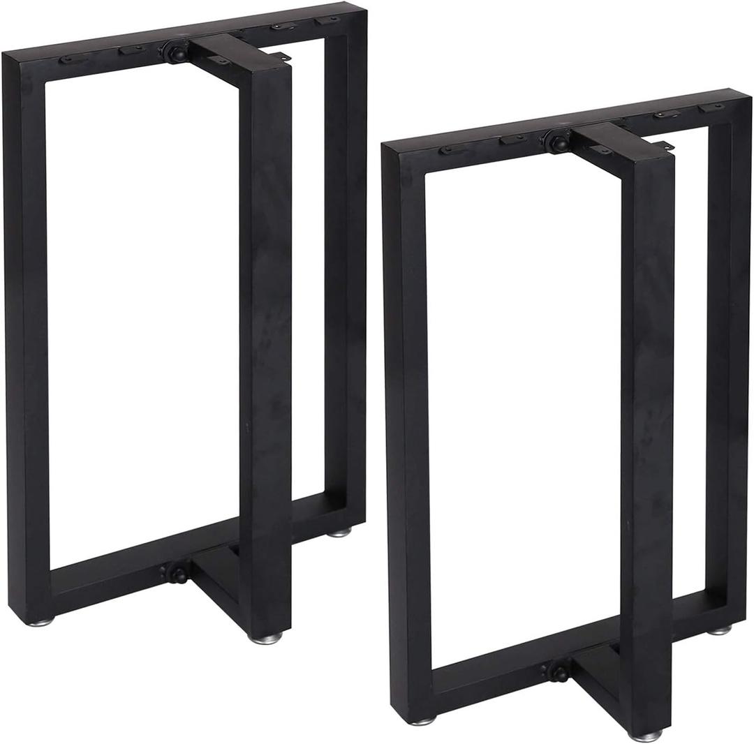 TIEOU Metal Table Legs 28 Inch Heavy Duty T Shape Metal Desk Legs Set of 2 Industrial Furniture Legs, Modern Black Table Leg(28" H X18''W)