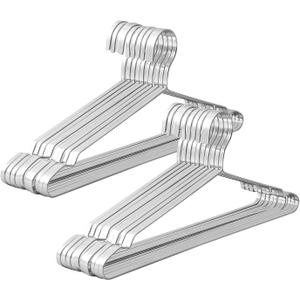 16.5" Heavy Duty Extra Wide Stainless Steel Coats Hangers, Strong Durable Metal Hanger for Heavy Garments, Sturdy Metal Rack for Shirts Jackets Trousers Pants Slack, 20 Pack, Silver