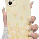 NITITOP Compatible with iPhone 12 Case Cute Flowers Floral Plant Pattern for Women Girls Trendy Slim Fit TPU Bumper Silicone Shockproof Full Camera Protection Cover - Yellow