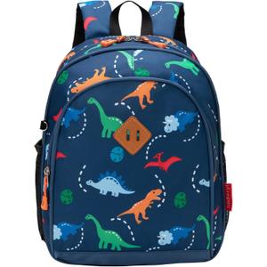 Toddler Backpack Boys, 15 Inch Kids Backpack for Preschool or Kindergarten, Dinosaur Navy Blue (Small)