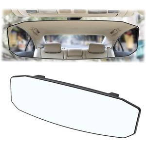 Car Rear View Mirror, 12 Inch Car Interior Panoramic Convex Rearview Mirror, Clip-On HD Wide Angle Extended Curved Mirror, Reduce Blind Spot Effectively, Universal Car Accessories (Irregular White)