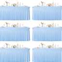 6 Pack 8ft Baby Blue Spandex Table Cloths for Rectangle Tables Wrinkle Free Rectangle Tablecloths, Stretch Fitted Table Cover with Skirt for Baby Shower Boy Birthday Party Wedding Banquet Buffet