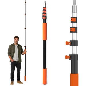 AgiiMan 26FT Reach Telescoping Pole - 5 to 20FT Extension Pole, Portable Aluminum Telescoping Rod with Easy Flip Lock, Paint Roller Extension Poles for Paint Dusting, Window Cleaning