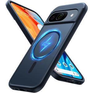 TORRAS Upgraded Magnetic Shockproof for Google Pixel 9 Pro Case & Pixel 9 Case, [Fit for MagSafe][16FT Mil-Grade Drop Protection] Translucent Slim Protective Phone Case for Pixel 9 Pro, Black