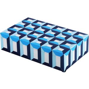 Handicrafts Home Blue Decorative Storage Box with Lid  Coffee Table Storage Box, Modern Resin Inlay Wooden Box, Remote Holder, Desk Organizer, Decorative Keepsake Box for Coastal Decor- 10x6x2.5
