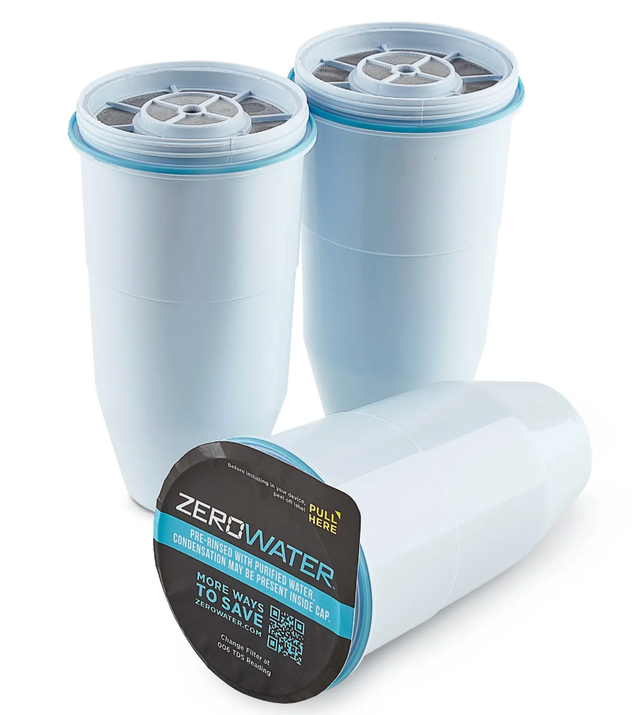 ZeroWater Official Replacement Filter 5Stage 0 TDS Water Filter Replacement IAPMO Certified to Reduce Lead, Chromium, and PFOA/PFOS, 3 Pack