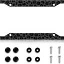 LIN KANG Black Leopard Cheetah Print License Plate Frame Funny Animal Print License Plates Holder Stainless Steel Auto Parts Rust-Proof Waterproof Car Decorative Tag Frame for Standard US 12x6 Inch