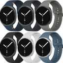 6 Pack Sport Bands Compatible with Samsung Galaxy Watch 8 Band 40mm 44mm/Galaxy Watch 8 Classic 46mm, Soft Silicone Replacement Strap for Samsung Galaxy Watch 8/8 Classic for Women Men (Army Green/Space Gray/Clay/Black/White/Blue Grey) M/L