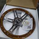 14 inch Mahogany Solid Wood Steering Wheel 6 Bolt 4 Spoke Chrome Aluminum | Vintage Real Wood Grain Steering Wheel with Horn Button for Vintage Car for Racing for Classic Car boat steering wheel
