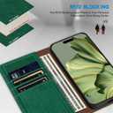 ZZXX for iPhone 17 Pro Wallet Case with [RFID Blocking] Card Slot Stand Strong Magnetic Leather Flip Fold Protective Phone Case for iPhone 17 Pro Case Wallet(Green-6.3 inch)