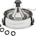 PetSafe Drinkwell Stainless Steel 360 Multiple Pet Fountain - Scratch and Rust Resistant Automatic Water Dispenser for Cats or Dogs - Adjustable Flow Control - 128 Ounce (3.8 Liter) - Filters Included