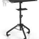 ZHOOGE Salon Tray Cart on Wheels with Stand Rack Tray, Premium Iron Alloy Tattoo Tray Height Adjustable Salon Service Tray with 360 Degree Mute Universal Tricycle for Tattoo Work, SPA and Dental Tray