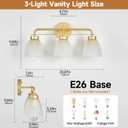 21 Inch Mid-Century Modern Vanity Lights, 3-Light Golden Bathroom Light Fixture with Frosted White Bell Shades, Industrial Wall Sconce for Mirror Over Vanity, Bedroom, Hallway