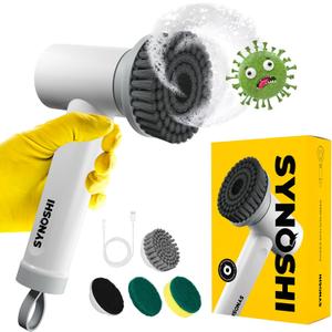 Electric Spin Scrubber, Power Cleaning Brush with 3 Heads, Cordless Waterproof Shower Scrubber with Dual Speed, Perfect for Cleaning Bathroom, Tile, Cars, Floor. Electric Scrub Brush for tub