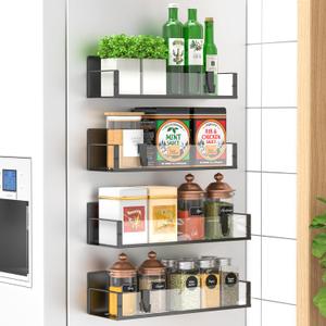 4 Pack Magnetic Spice Storage Rack Organizer for Refrigerator and Oven, Clear Fridge Organizers and Storage 4 Pack Magnetic Spice Storage Rack Organizer for Refrigerator and Oven, Clear Fridge Organizers and Storage