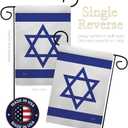 Breeze Decor Bandera de Israel Israeli Flag Pole Set Home Banner Yard Sign Room Post Gravesite Stand Cemetery Flagpole Outdoor Tapestry Grandma Gifts Grave, Jewish Decorations Made in USA