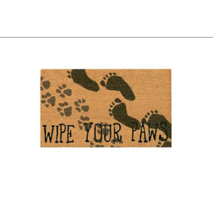 Liora Manne Natura Cute Dogs Wipe Your Paws Natural Outdoor Welcome Coir Door Mat, 18"x30", Pack Of 1
