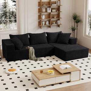Vamcheer Modular Sectional Sofa with Chaise, Modern L Shaped Cloud Couch with Deep Seat, Sectional Couches for Living Room, Bedroom, Office, No Assembly Required, Black 66.9"D x 106"W x 22"H