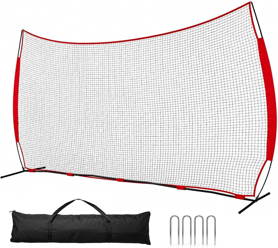 16x10FT Barricade Backstop Net, Sports Netting with Upgrade Steel Frame