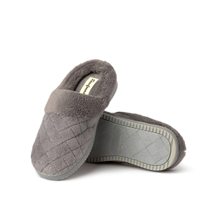 Dearfoams Women's Fuzzy Slip-on Slippers Warm Cozy Soft Lightweight Memory Foam Indoor Leslie House Shoes 7-8