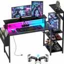 Gaming Desk 47 Inch Computer Table with Storage Shelves & Monitor Stand