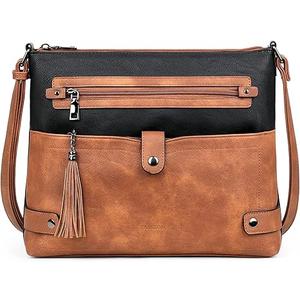FADEON Large Crossbody Purses for Women Crossbody Bag, Designer Leather Cross Body Purses Multi Pocket Shoulder Bag