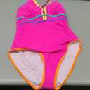 Popvil Women One Piece Swimsuit 2026 Sexy Neon Color Block Bathing Suit for Women Back Strappy Low Back Slimming Swimwear, Hotpink, Large