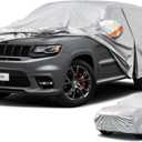 Kayme 6 Layers SUV Car Cover Waterproof All Weather for Automobiles, Outdoor Full Size Cover Rain Sun UV Protection with Zipper Cotton, Universal Fit for SUV Jeep (191-200 inch) (Aluminum-Silver)