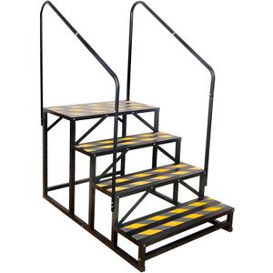 TOCRETOARE RV Steps with Handrail, Hot Tub Steps with Handrail, Portable Stairs Steps for 5th Wheel RV, Mobile Home Stairs Outdoor RV Step (4 Steps with 2 Handrails)