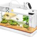 GOZILLA Aquatic Turtle Tank+Lamp+Filter Kit, Upgrade PC Turtle Tank Kit with Adjustable 360Lamp & Filter,Reptile Habitat Lid,Hanging Platform for Small Reptiles.(19.68 9.52 9.44''/Large-White)