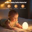 MediAcous Night Light for Kids, Baby Egg Light for Nursery, 7 Colors Changing & Stepless Dimming, Soft Silicone Touch Night Lamp with 1 Hour Timer, Rechargeable Nursery Night for Breastfeeding