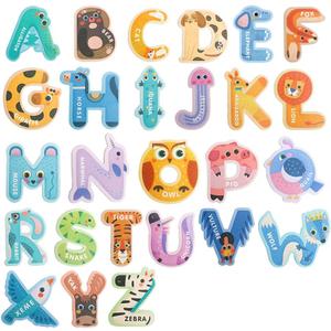 USATDD Jumbo Magnetic Letters Colorful ABC Alphabet Animal Shape Toys Large Uppercase Refrigerator Fridge Magnets Preschool Educational Toy Set Learning Spelling Game for 3 4 5 Year Old Toddler Kids