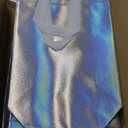 WRAPAHOLIC 12 Pack Reusable Iridescent Silver Gift Bag with Handles - Medium Size 8 x 4 x 10 inch - Perfect for Birthday Gift Bags, Shopping Bag, Goodie Bags, Party Favor Bags