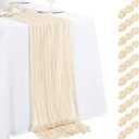 10 Pack Ivory Cheesecloth Table Runner 17x108 Inch Semi Sheer Boho Gauze Cheese Cloth Table Runners, for Wedding Bridal Shower Birthday Party Home Decor Garden Farmhouse