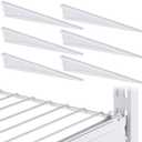 Adjustable Locking Shelf Bracket 16 Inch Shelf Brackets Heavy Duty Wire Shelving Brackets for Deep Wire Shelving Double Track System(White,6 Pcs)