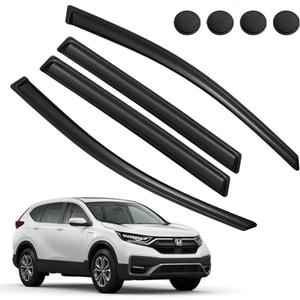 Rain Guards for CR-V 2017-2022, Tape-on Side Window Deflectors, Window Visors for Honda Cars - 4 Rain Guards & 4 Car Coasters