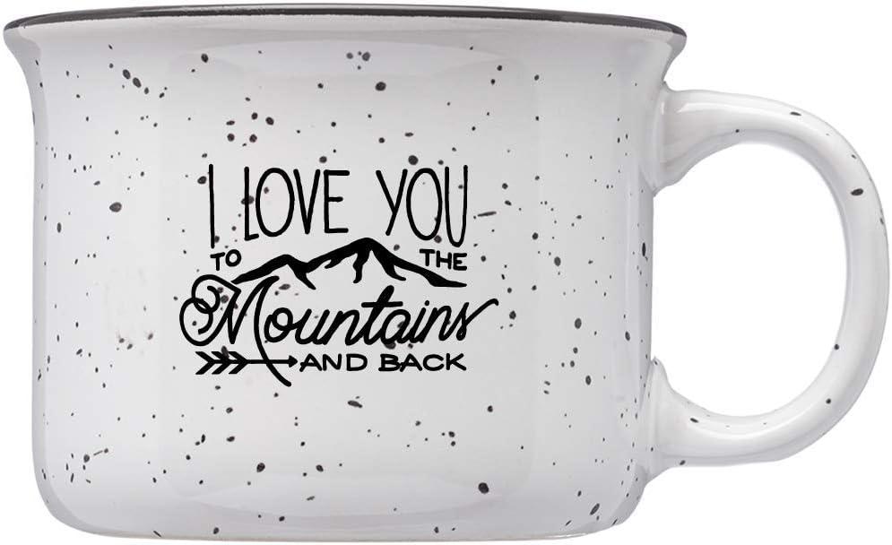 Stoneware Adventure 8oz Mini Mug (I Love You To The Mountains And Back, White Speckle) (13 Ounces)
