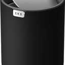 EKO Fandy 0.58 Gal/2.2L Mini Trash Can with Lid, Swing-Top Desktop Trash Can for Bathroom, Countertop, Vanity, Desk or Office, Small Garbage Bin (Black)