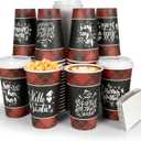 Disposable Coffee Cups with Lids for 48 Guests 16 oz, Christmas Buffalo Plaid Hot Cups for Coffee/Tea/Water/Juice, Xmas Premium Party Tableware Sets for Holiday, Winter, School, Family