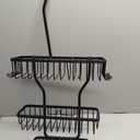 Shower Caddy Hanging - Never Rust Shower Hanging Organizer - Aluminum Over the ShowerHead Caddy with Soap Basket and 6 Hooks for Razor/Sponge (Black)