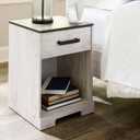 Signature Design by Ashley Shawburn Farmhouse 1 Drawer Night Stand, White & Gray