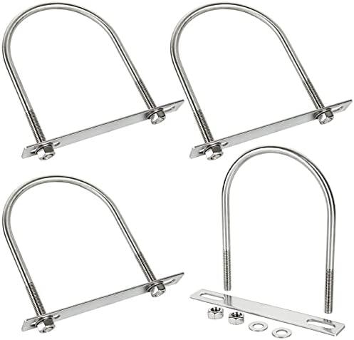 4Pack Square U-Bolts 4-1/2"(115mm) Inner Width, 304 Stainless Steel U Bolts M10 with Washers & Nuts for Replacement Parts and Accessories for Ski Boat, Fishing Boat or Sailboat Trailer