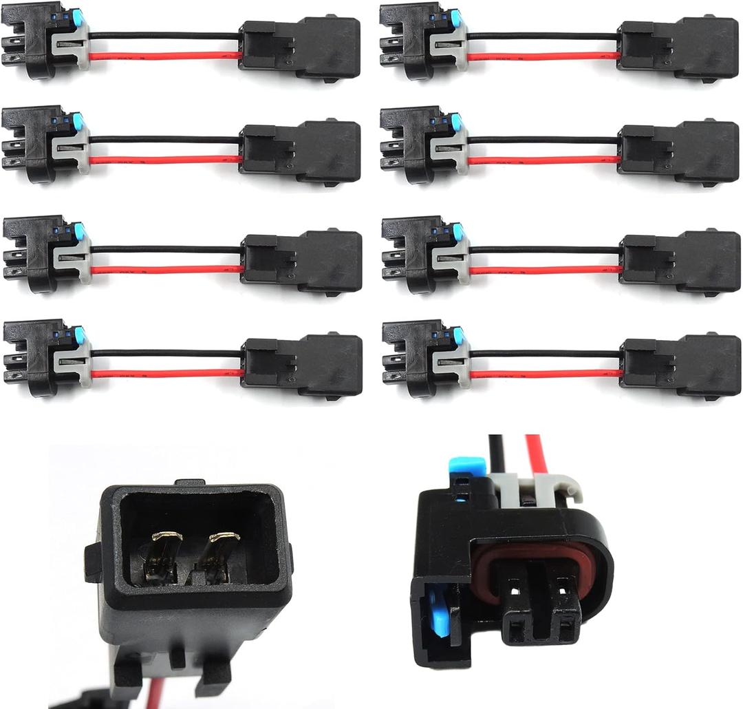 HiSport Injector PnP Adaptors Plugs Compatible with LQ4 LQ9 4.8 5.3 6.0 Injectors into LS1 LT1 EV1 wiring Harness Connectors 8Pcs Replace 17113553 25317628