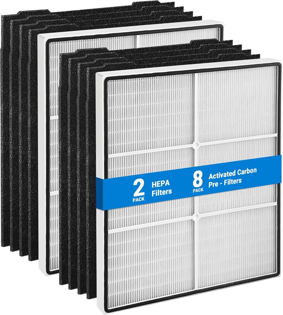 510 & 450 Replacement Filter for Whirlpool Whispure Air Purifier 1183054K 8171434K AP510 AP51030K AP450 AP45030K WP500 WP1000, with 2 True HEPA Filter + 8 Carbon Pre-Filters