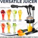 Eurolux Cast Iron Citrus Juicer | Extra-Large Commercial Grade Manual Hand Press | Heavy Duty Countertop Squeezer for Fresh Orange Juice (Bonus Stainless Steel Cup) (Black)