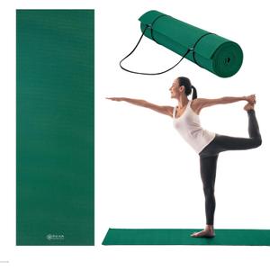 Gaiam Essentials 1/4" Thin (6mm) Yoga & Pilates, Fitness & Exercise Mat with Easy-Cinch Carrier Strap Cusion Support For Fitness and Gym Workouts