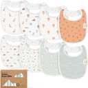 8-Pack Organic Baby Bibs for Boys, Girls - Soft Cotton Drooling and Teething Bibs for Baby Girl & Boy, Extra Absorbent, Easy To Clean & Put On for Toddler, Newborn, Infant 0-24 Months (Wilderness)